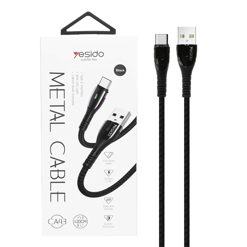 کابل شارژ yesido Data Cable-CA43 Type-C-مشکی