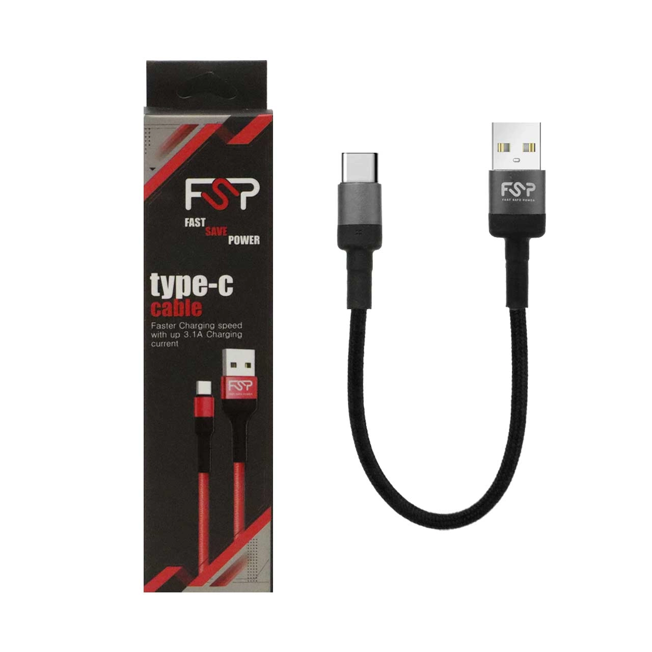 کابل شارژ فست پاوربانک FSP Type-C - مشکی - BSA