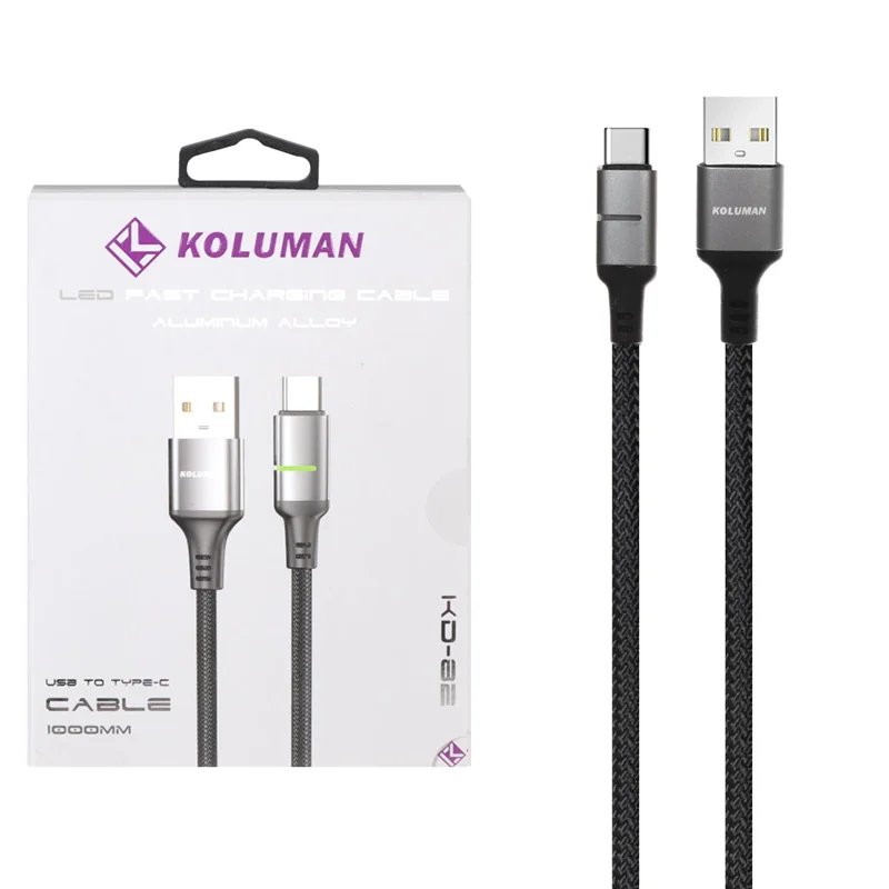 کابل شارژ فست Koluman Type-C مدل KD-82 - مشکی (گارانتی یکساله PMC)