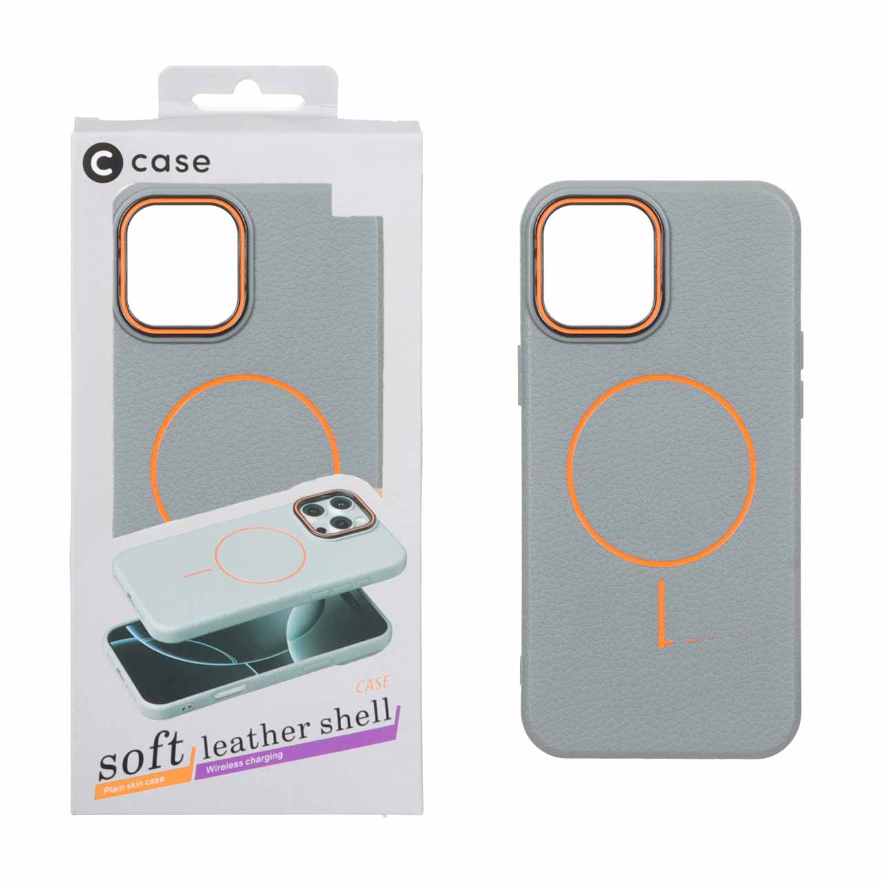 قاب اورجینال C Case طرح چرم MagSafe مدل Apple iPhone 12 Pro Max - خاکستری (پک دار)