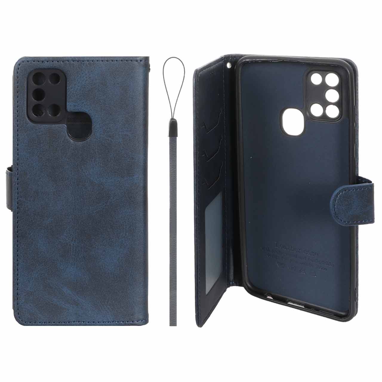 کیف موبایل مگنتی درجه یک داخل خز MNC Plus مدل Samsung Galaxy A21s - سرمه ای