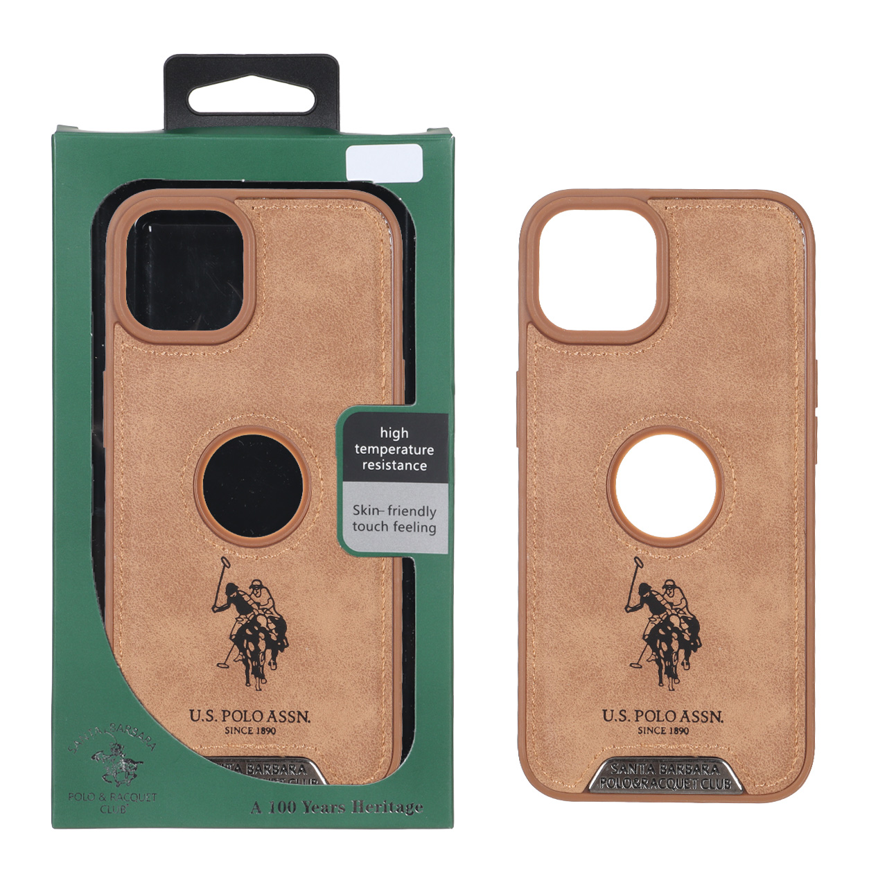 قاب اورجینال US Polo Assn جیر Apple iPhone 13 / iPhone 14 - صحرایی (پک دار)