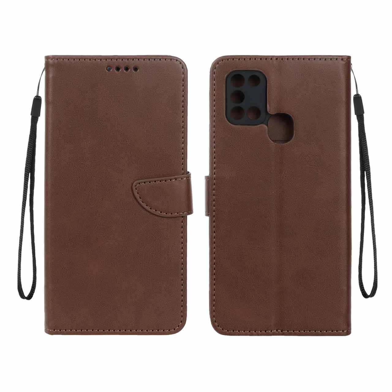 کیف چرمی موبایل مگنتی محافظ لنزدار Samsung Galaxy A21s - قهوه ای