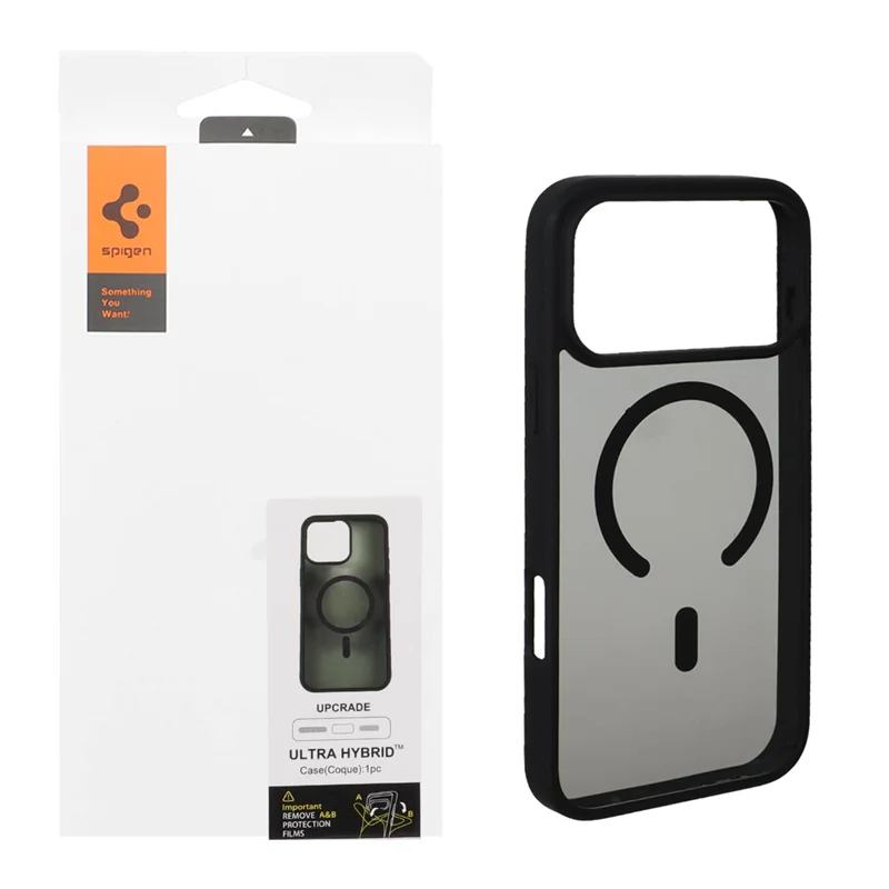 قاب اورجینال Magsafe Spigen با توری اسپیکر فلزی Apple iPhone 17 Pro Max - مشکی (پک دار)