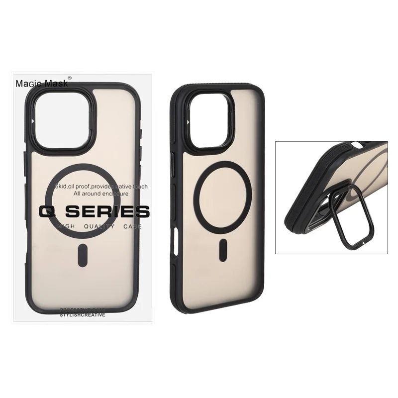 قاب Q Series مات MagSafe استندشو Apple iPhone 16 Pro Max - مشکی (پک دار)