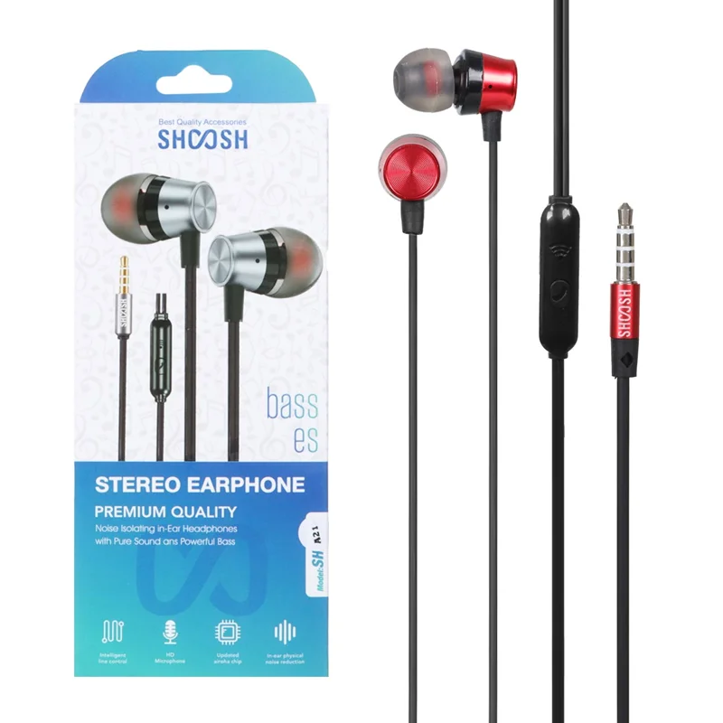 هندزفری باسیم Shoosh مدل SH-A21 - مشکی قرمز - SMO