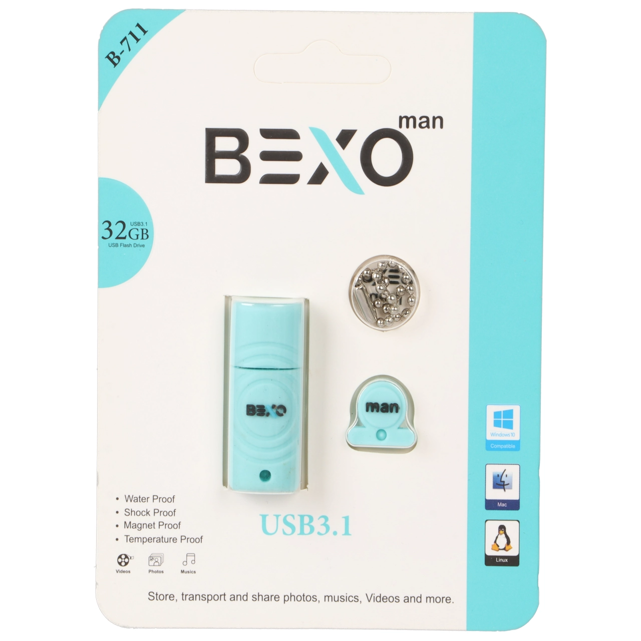 BEXO B-711 USB3.1 Flash Memory-32GB (گارانتی داده پردازی آواتک) آبی روشن