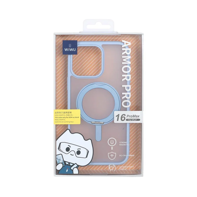 قاب اورجینال Wiwu Armor Pro مات MagSafe استندشو Apple iPhone 16 Pro Max - آبی (پک دار)