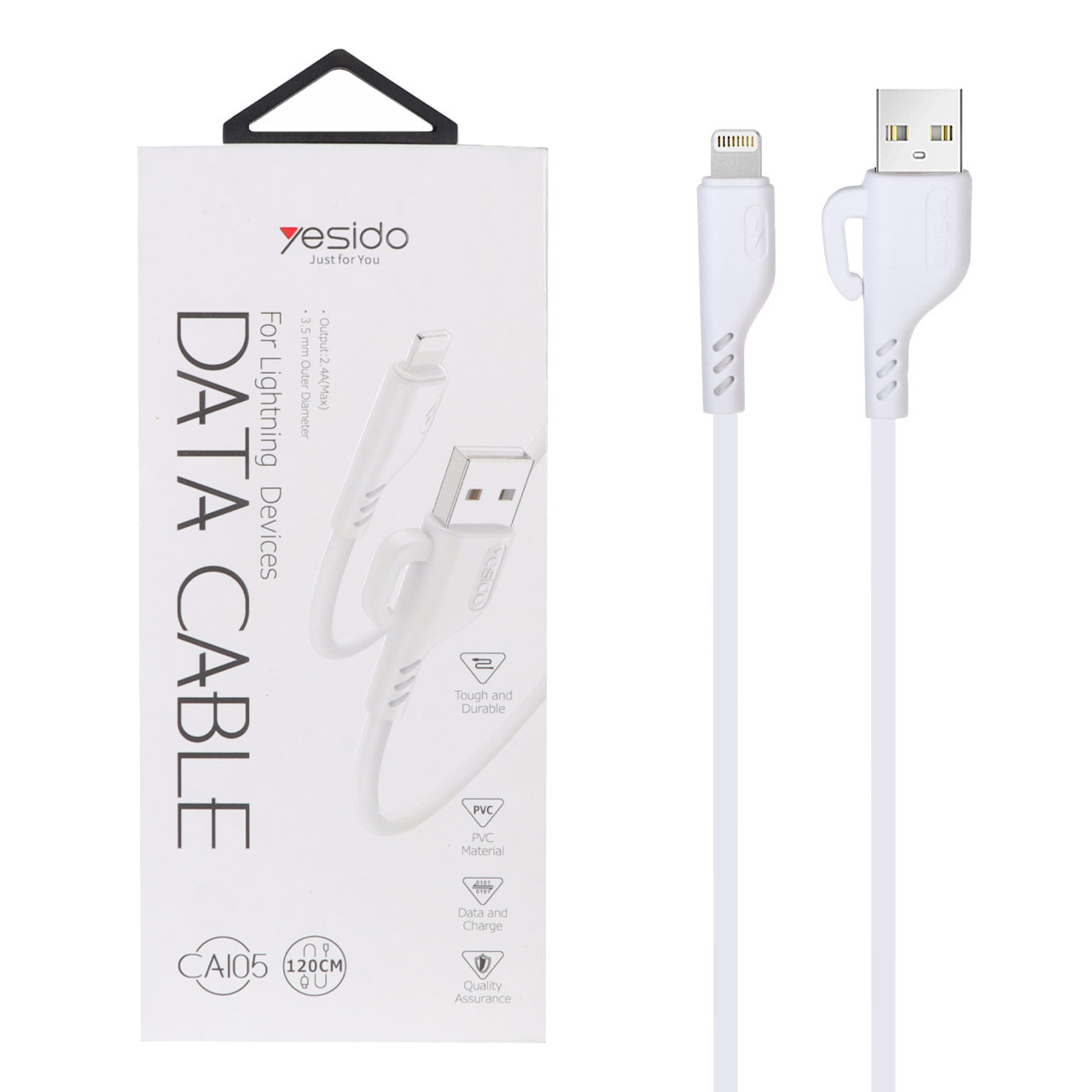کابل شارژ فست 1.2 متری آیفون Yesido مدل CA105 - سفید