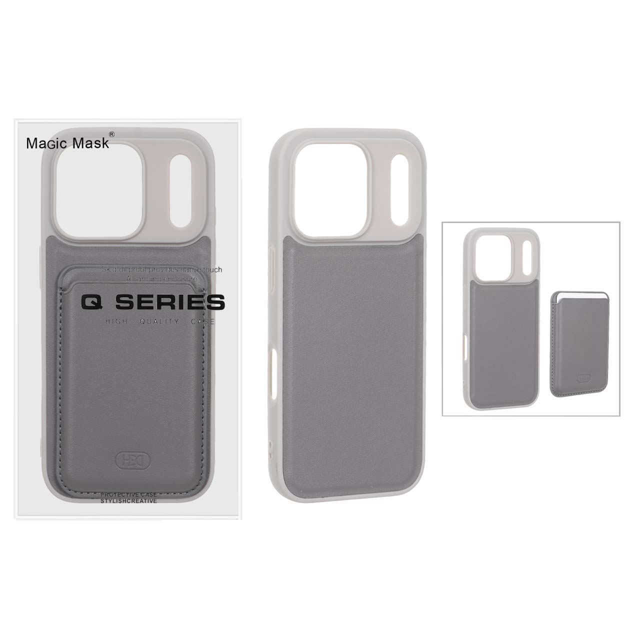 قاب اورجینال HDD چرمی Magsafe با ست جاکارتی مگنتی Apple iPhone 17 Pro - خاکستری (پک دار) - MPS