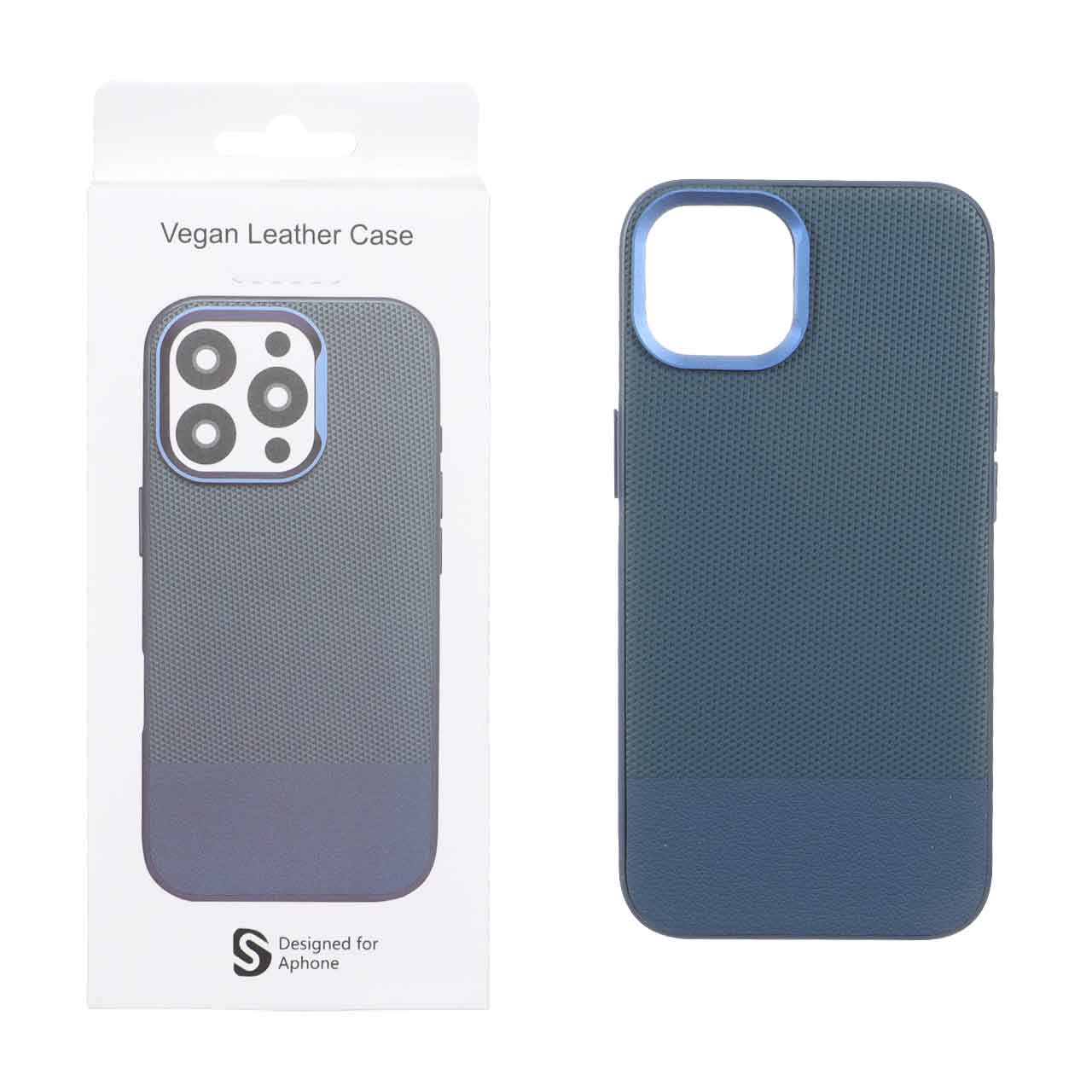 قاب اورجینال Vegan Leather Case چرمی دو تکه Apple iPhone 13 / iPhone 14 - سرمه ای (پک دار) - MPS