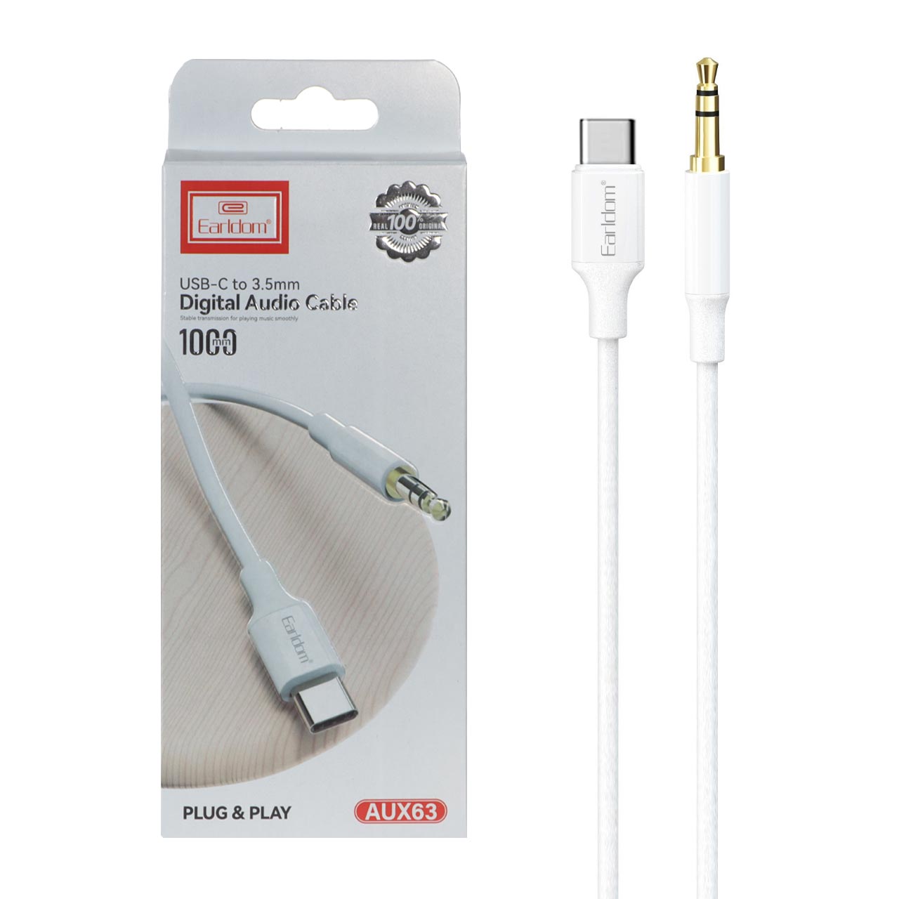 کابل Earldom Type-C To Aux مدل AUX63 - سفید