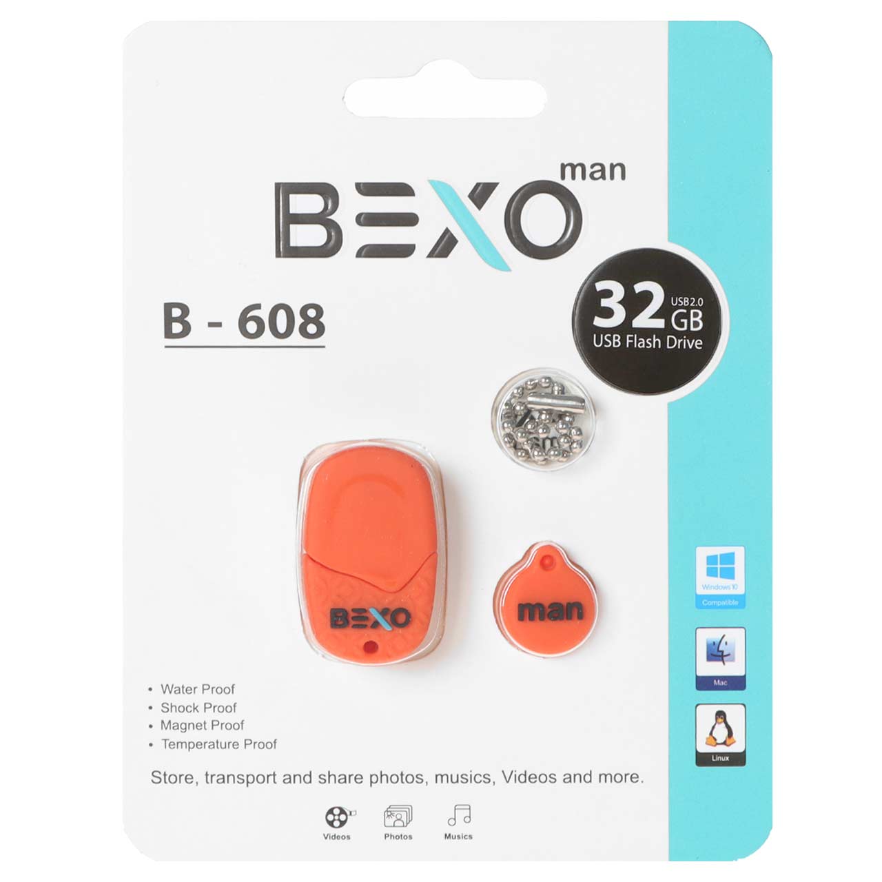 BEXO B-608 USB2.0 Flash Memory-32GB (گارانتی داده پردازی آواتک) نارنجی