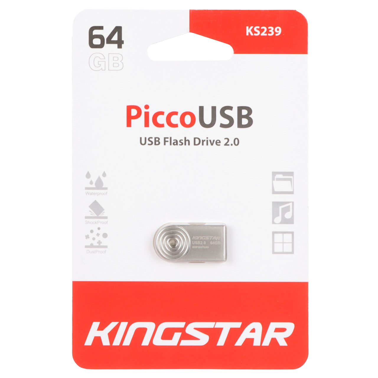 KingStar Picco KS239 USB2.0 Flash Memory-64GB - نقره ای (گارانتی متین)