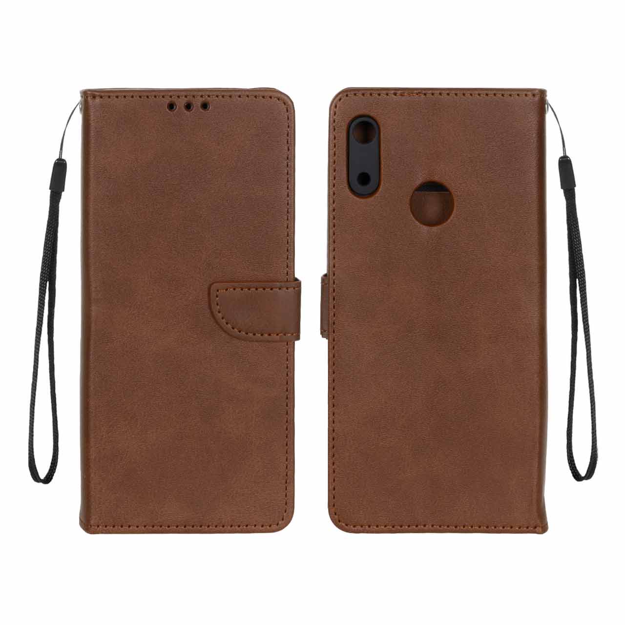 کیف چرمی موبایل مگنتی محافظ لنزدار Huawei Y6 (2019) / Y6 Prime (2019) / Y6s / Honor 8a - قهوه ای