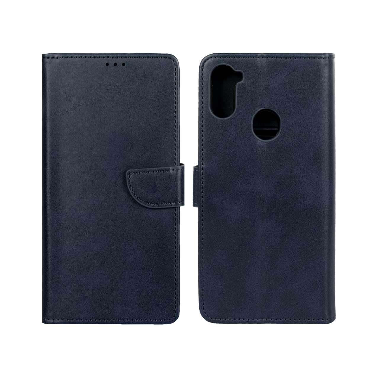 کیف چرمی موبایل مگنتی Samsung Galaxy A11 / M11 - سرمه ای