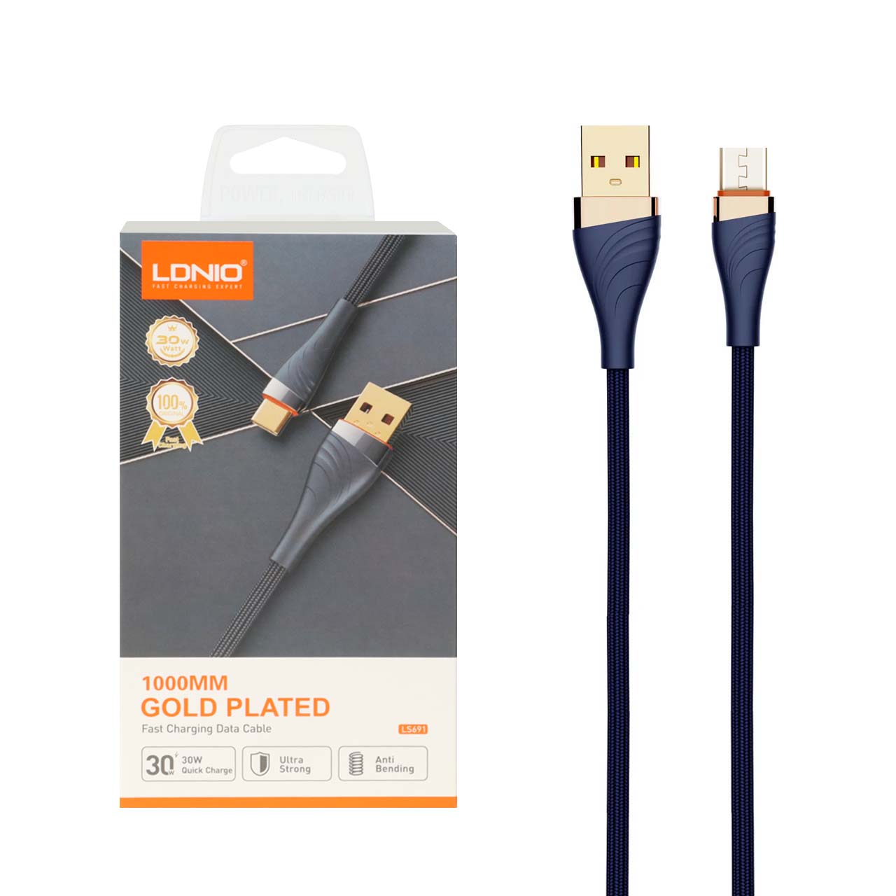 کابل شارژ فست اندروید LDNIO مدل LS691 - سرمه ای (اصلی)