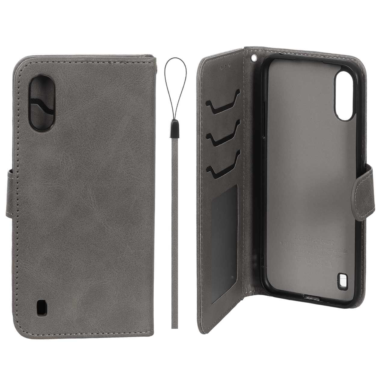 کیف موبایل مگنتی درجه یک داخل خز MNC Plus مدل Samsung Galaxy A01 / M01 - خاکستری