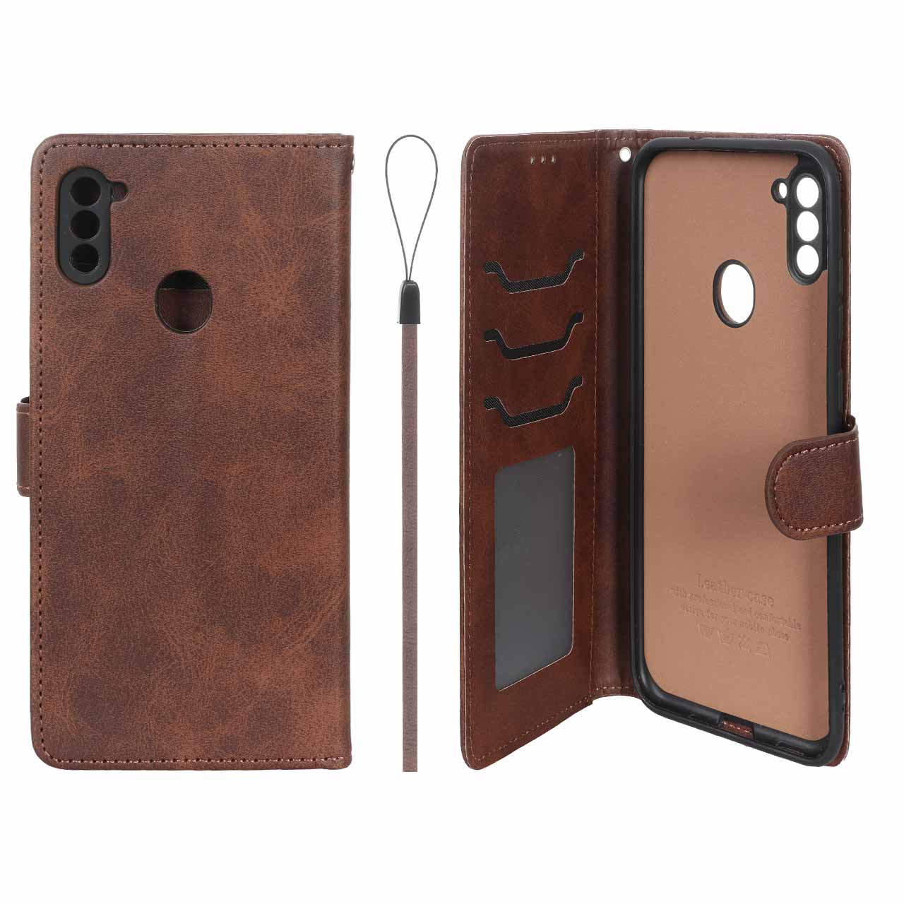 کیف موبایل مگنتی درجه یک داخل خز MNC Plus مدل Samsung Galaxy A11 / M11 - قهوه ای