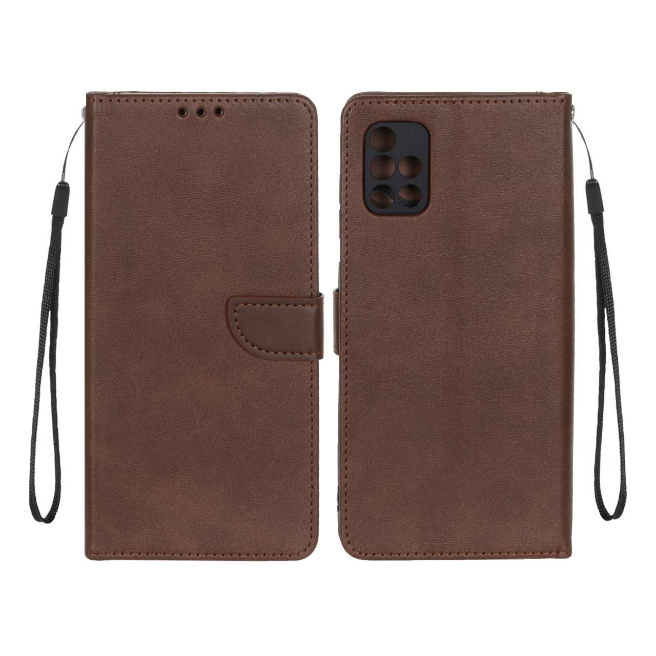 کیف چرمی موبایل مگنتی محافظ لنزدار Samsung Galaxy A71 - قهوه ای