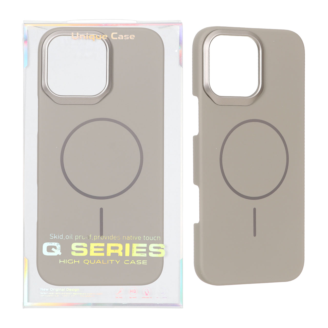 قاب اورجینال Q Series پشت سخت MagSafe دور لنز برجسته Apple iPhone 16 Pro Max - خاکستری (پک دار)