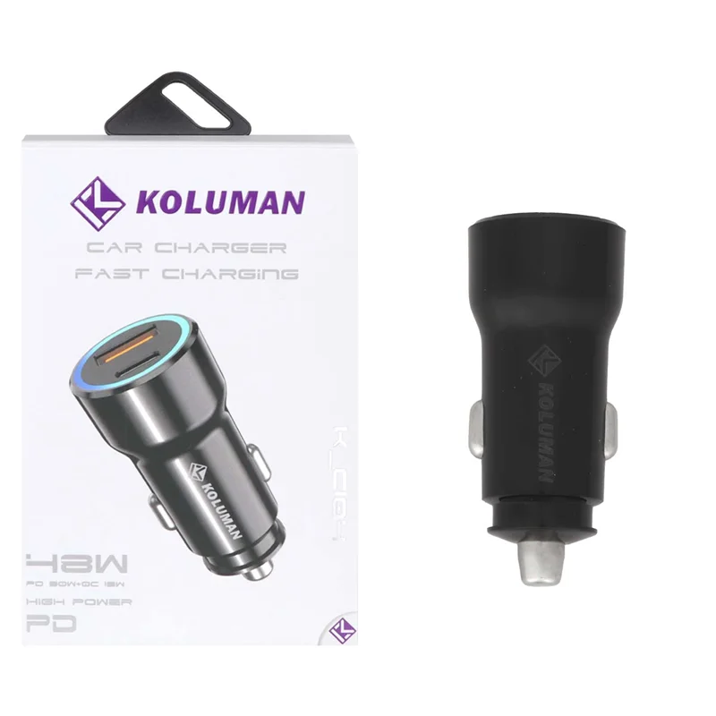 شارژر فندکی PD و فست دو پورت Koluman مدل K-C104 48W (گارانتی یکساله PMC)