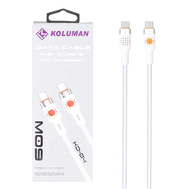 کابل شارژ فست Koluman Type-C to Type-C مدل KD-04 60W - سفید (گارانتی یکساله PMC)