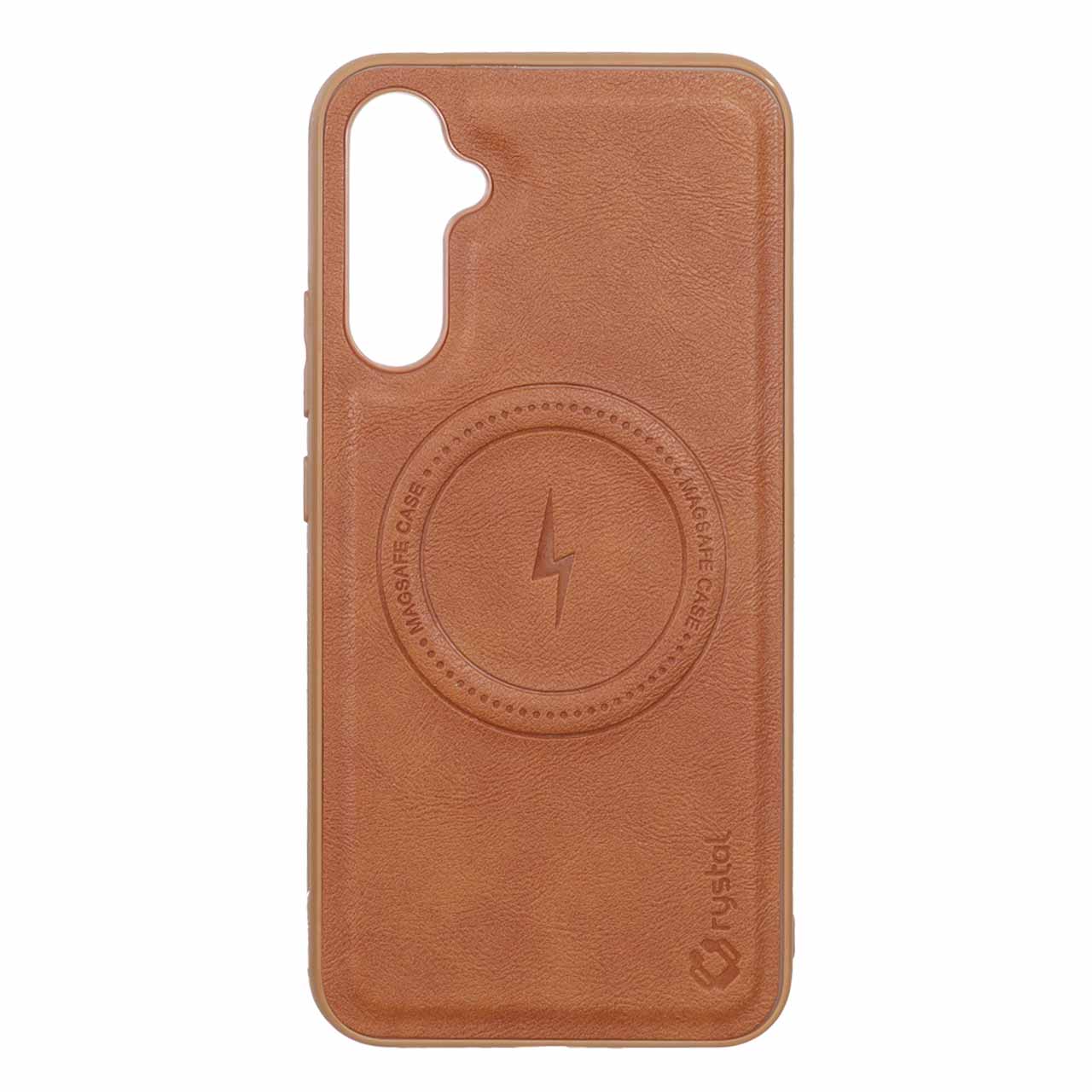 قاب Crystal طرح چرم MagSafe مدل Samsung Galaxy A34 - قهوه ای