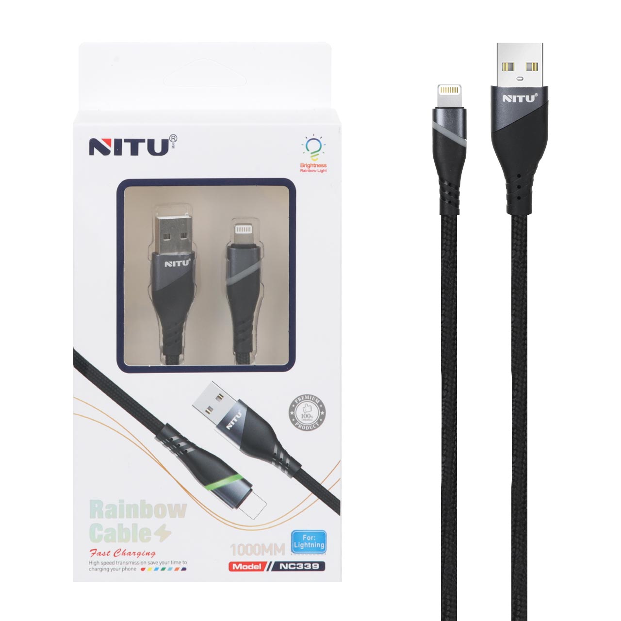 کابل شارژ آیفون NITU مدل NC339 - مشکی (گارانتی 18 ماه تعویض نیکان همراه)