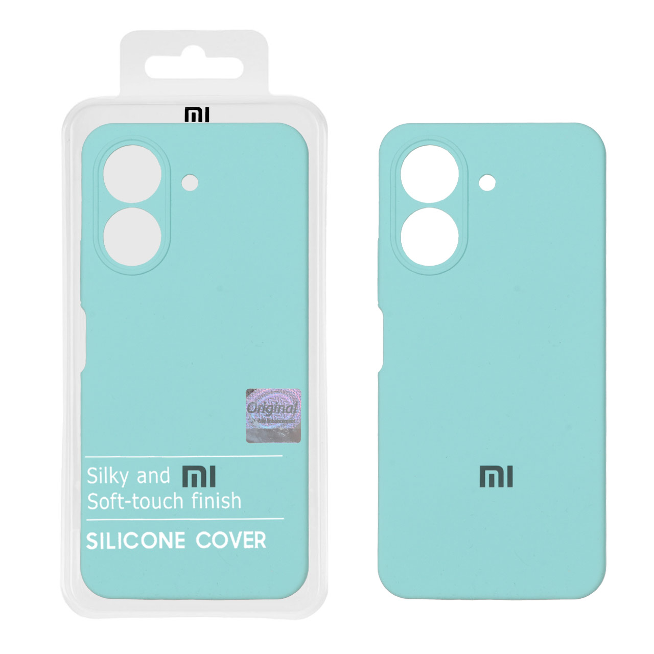 قاب سیلیکونی پاک کنی اورجینال Master Quality مدل Xiaomi Redmi 13C / Poco C65 - سبزآبی (پک دار)