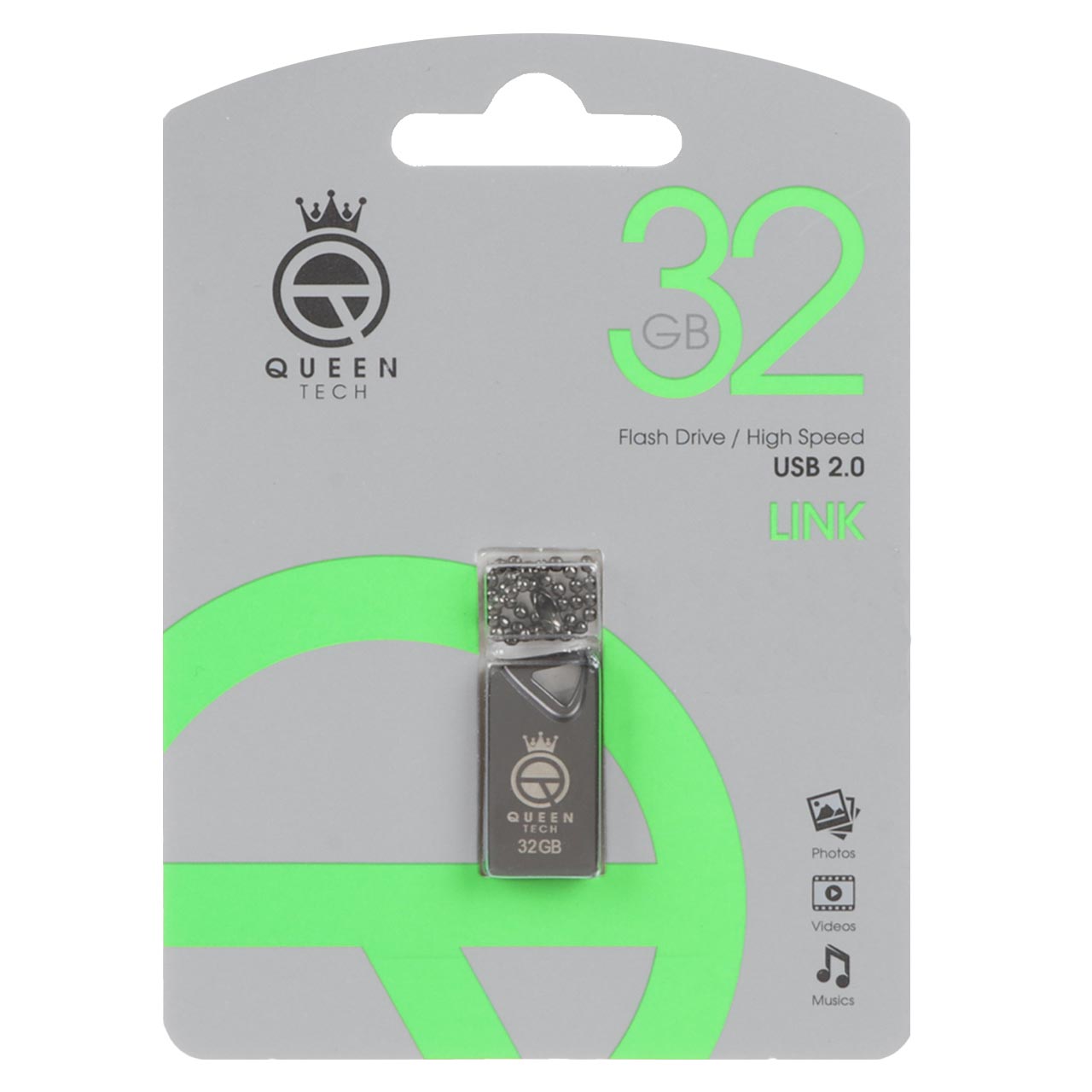 (گارانتی مادام العمر شرکت آی تین) مشکی Queen LINK USB2.0 Flash Memory - 32GB