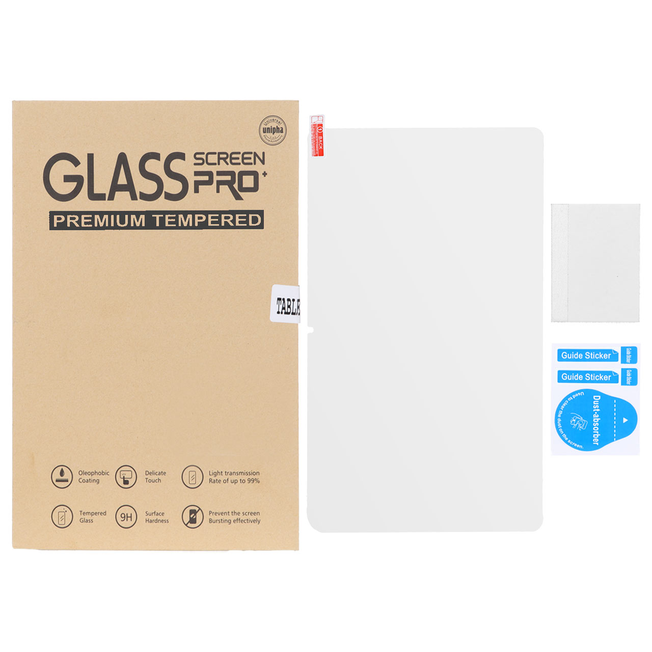 محافظ صفحه نمایش شیشه ای تبلت Unipha به همراه کاردک Samsung Galaxy Tab A9 Plus / Tab A11 Plus (پک دار)