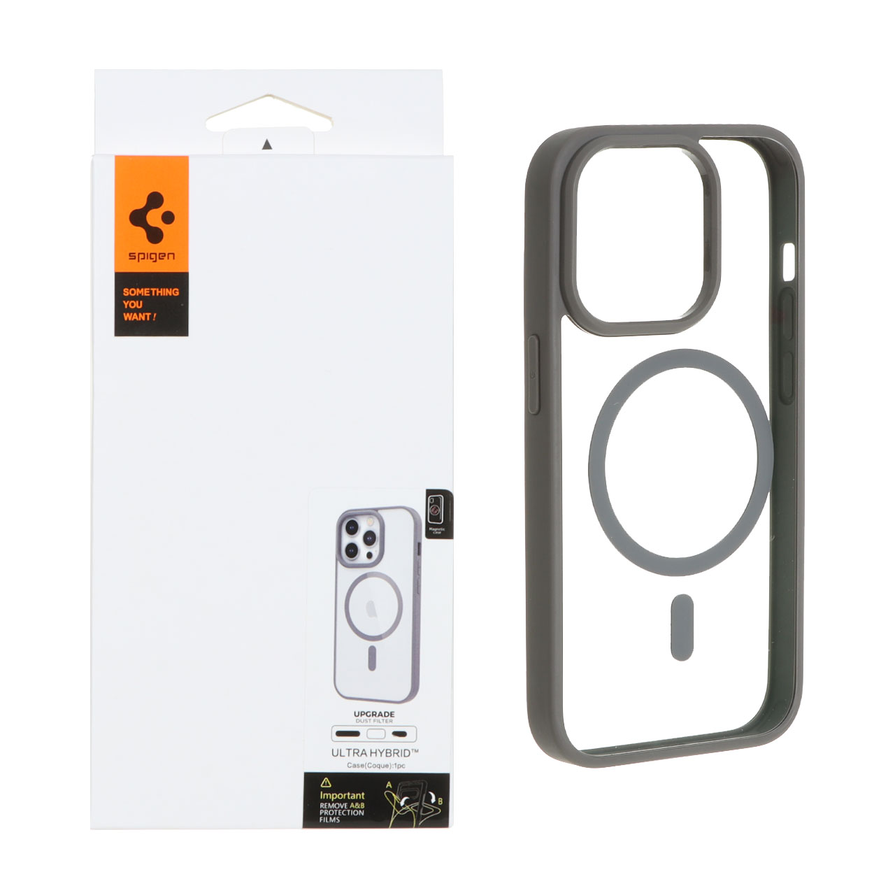 قاب اورجینال Magsafe Spigen با توری اسپیکر فلزی Apple iPhone 14 Pro - طوسی (پک دار)