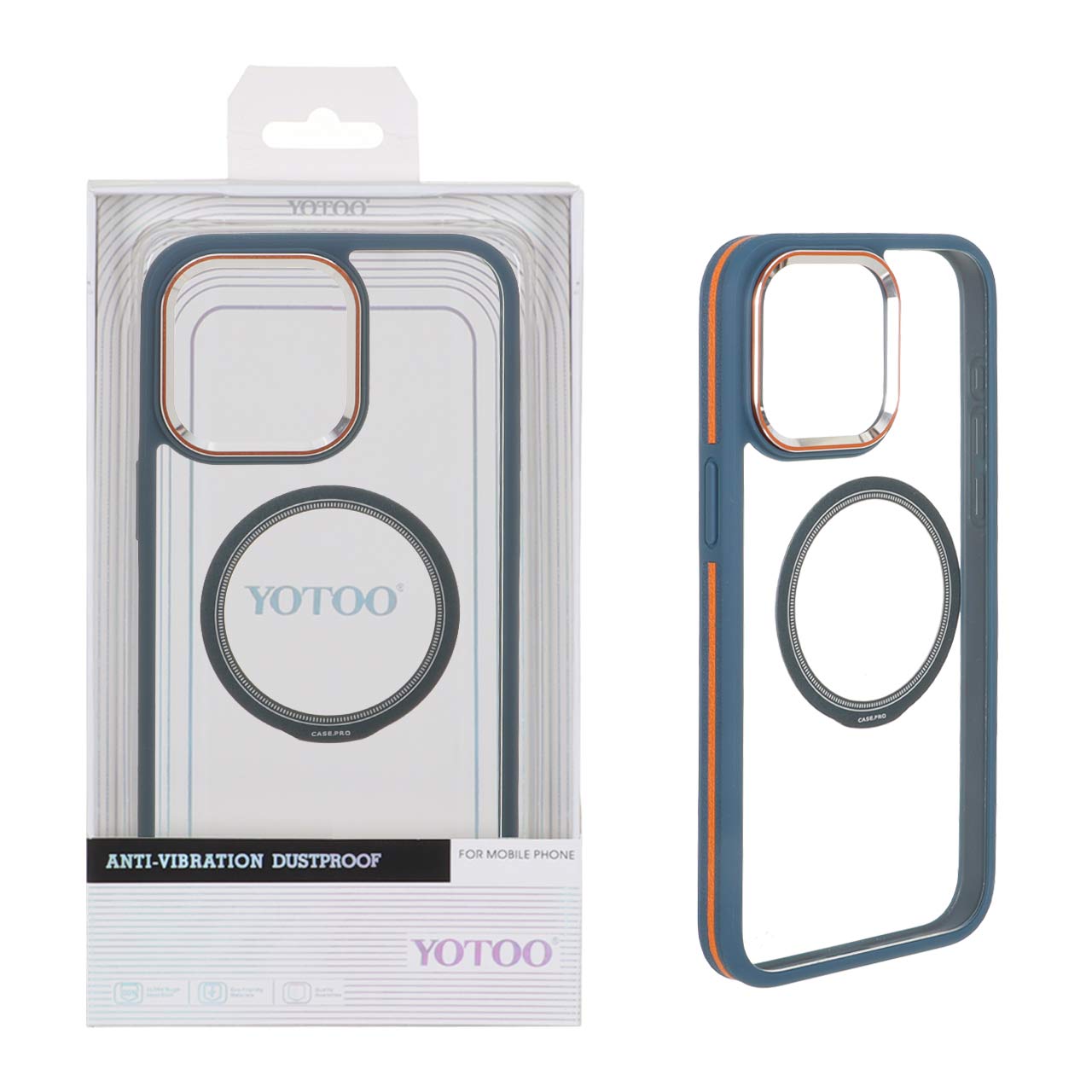 قاب اورجینال Yotoo شفاف MagSafe لنز فلزی Apple iPhone 15 Pro Max - سرمه ای (پک دار) - NTC