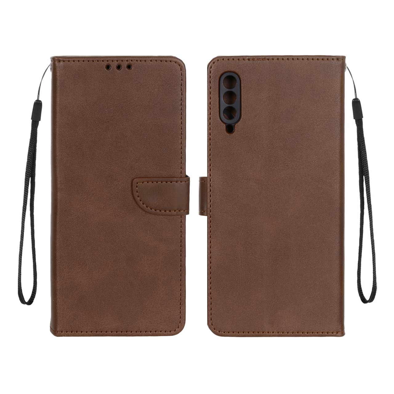 کیف چرمی موبایل مگنتی محافظ لنزدار Samsung Galaxy A50 / A50s / A30s - قهوه ای