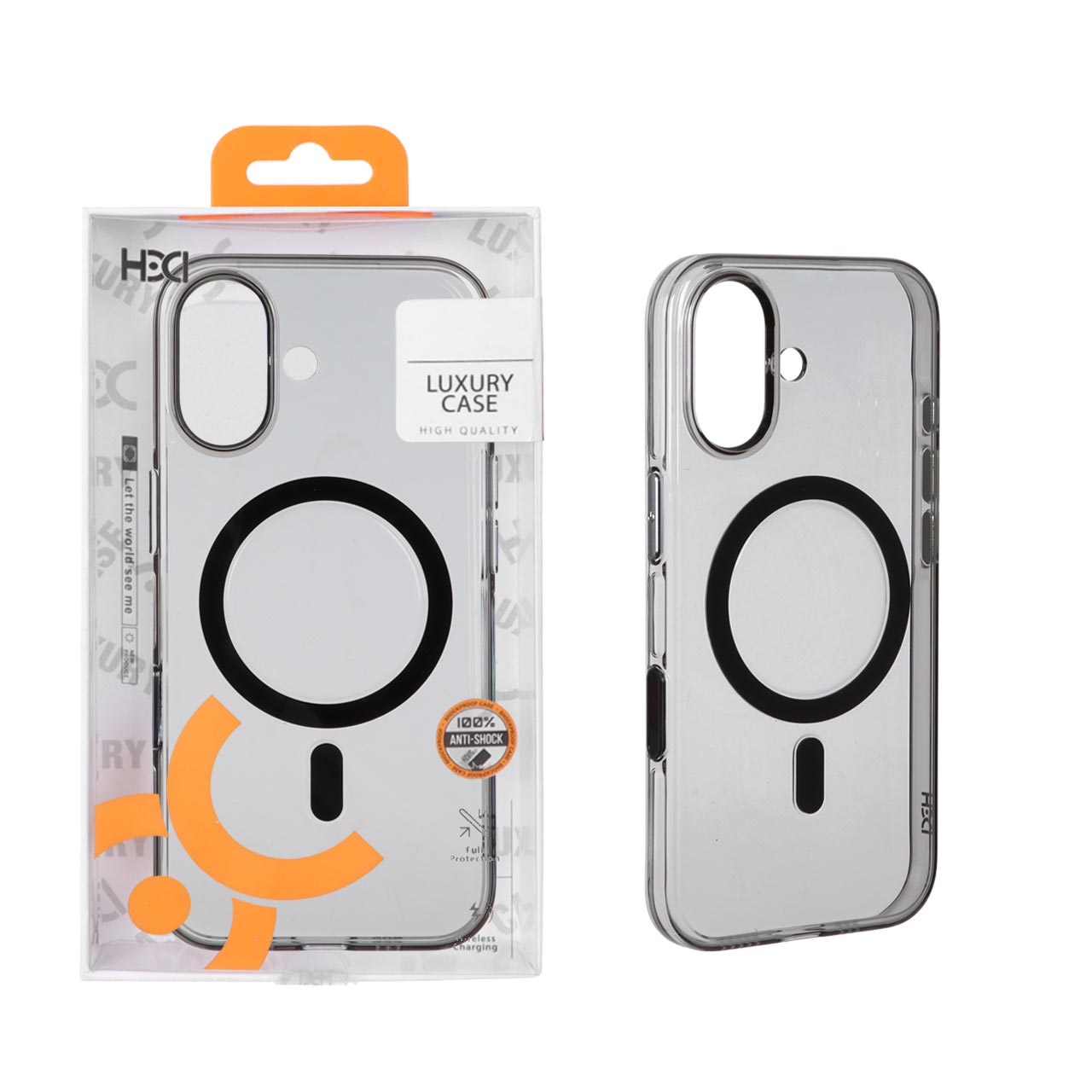 قاب اورجینال HDD شفاف کریستالی MagSafe مدل Apple iPhone 17 - مشکی (پک دار)