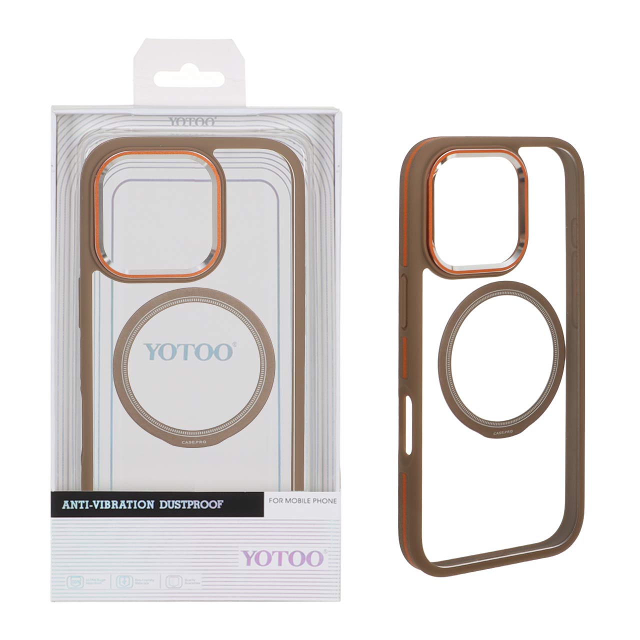 قاب اورجینال Yotoo شفاف MagSafe لنز فلزی Apple iPhone 16 Pro - صحرایی (پک دار) - NTC