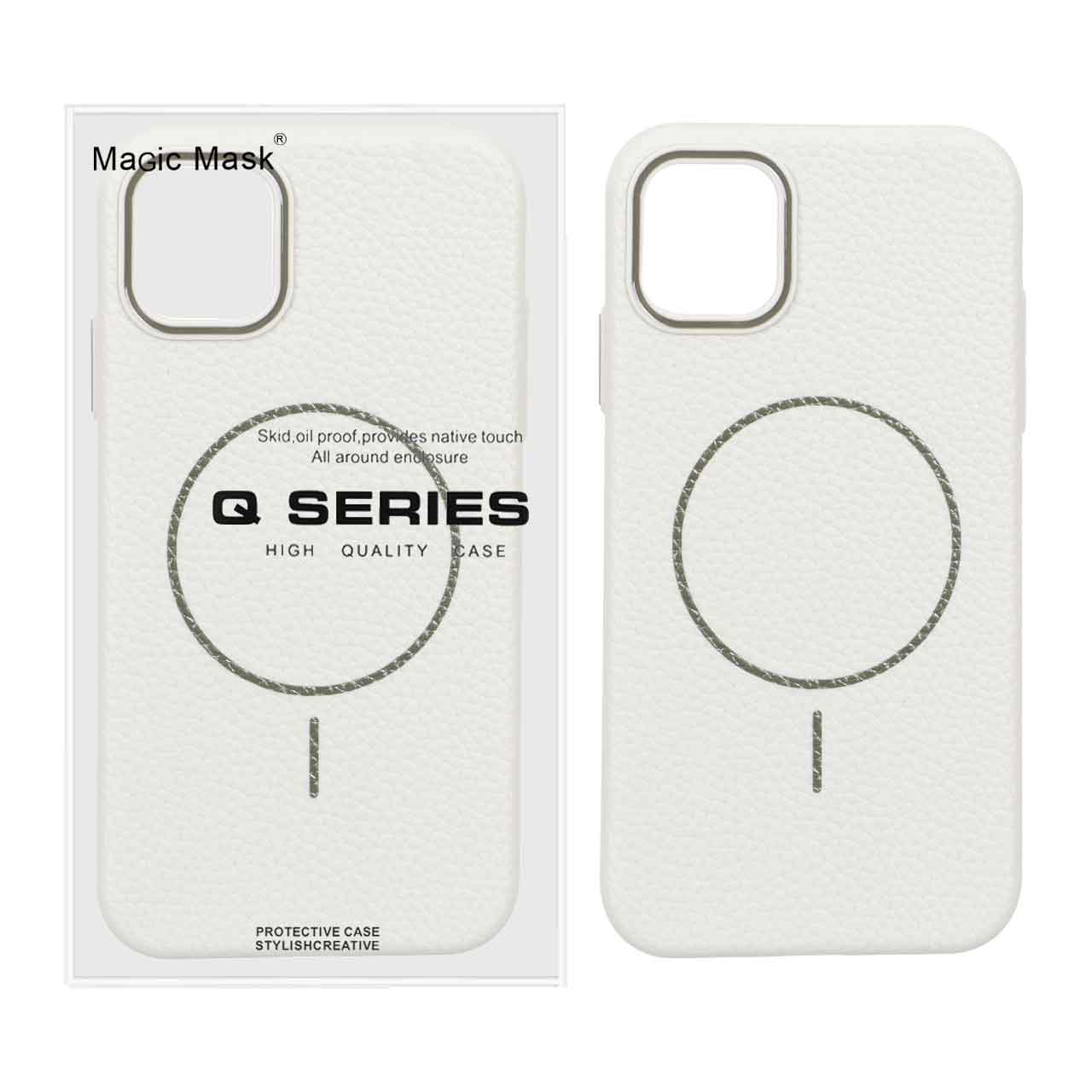 قاب اورجینال Magic Mask طرح چرم Magsafe مدل Apple iPhone 11 - کرم (پک دار)