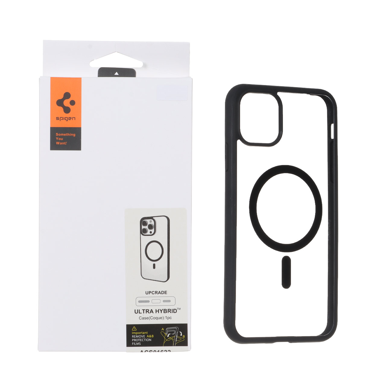 قاب اورجینال Magsafe Spigen با توری اسپیکر فلزی Apple iPhone 11 Pro Max - شفاف مشکی (پک دار)