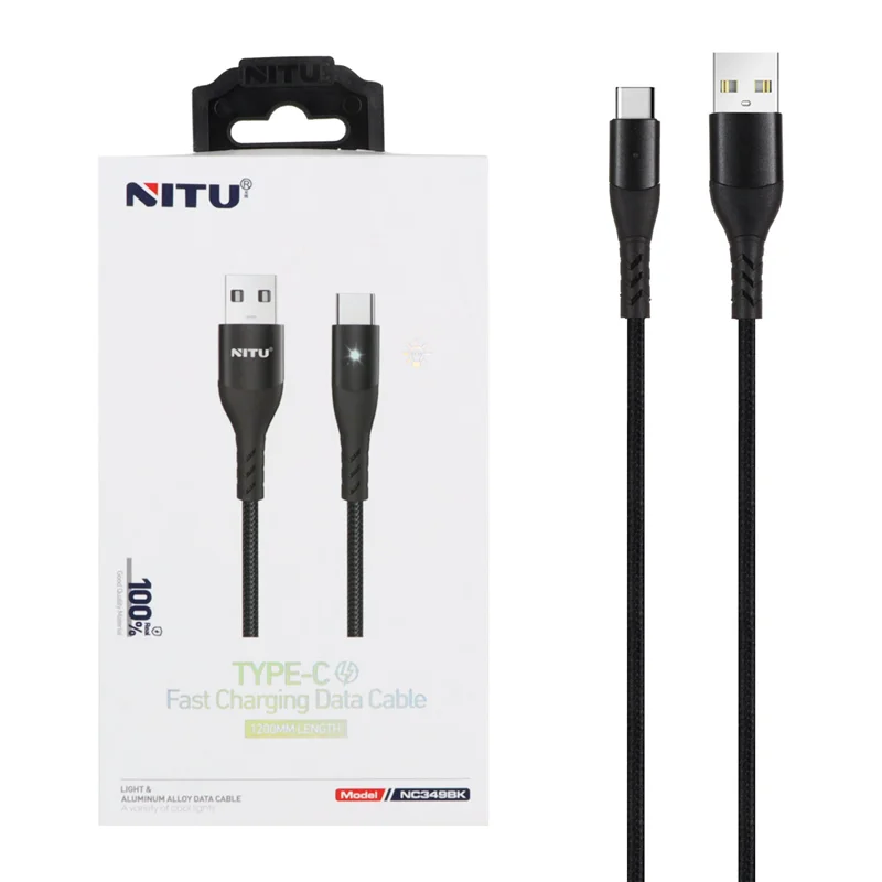کابل شارژ فست 1.2 متری Nitu Type-C مدل NC349BK - مشکی