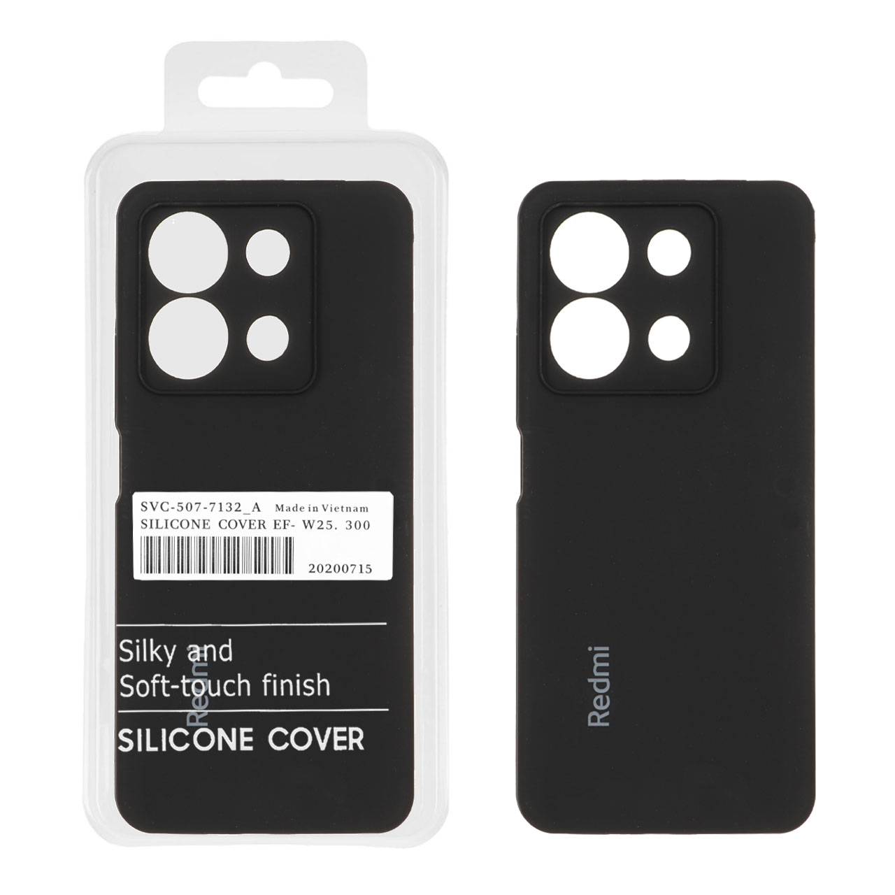 قاب سیلیکونی پاک کنی اورجینال درجه یک Xiaomi Redmi Note 13 4G - مشکی (پک دار)