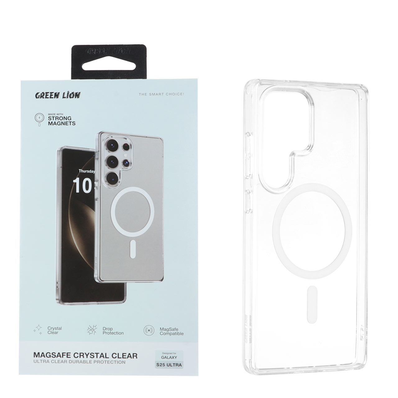 قاب اورجینال شفاف Green Lion Magsafe crystal clear مدل Samsung Galaxy S25 Ultra (پک دار)