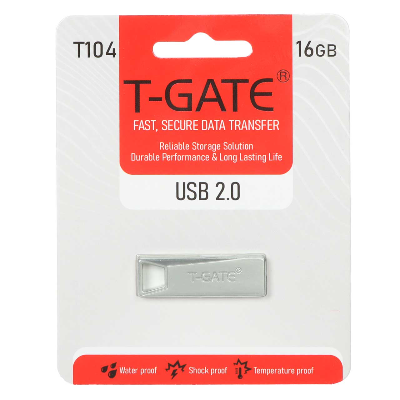 T-GATE T104 USB2.0 Flash Memory - 16GB - نقره ای (گارانتی آسان سرویس)