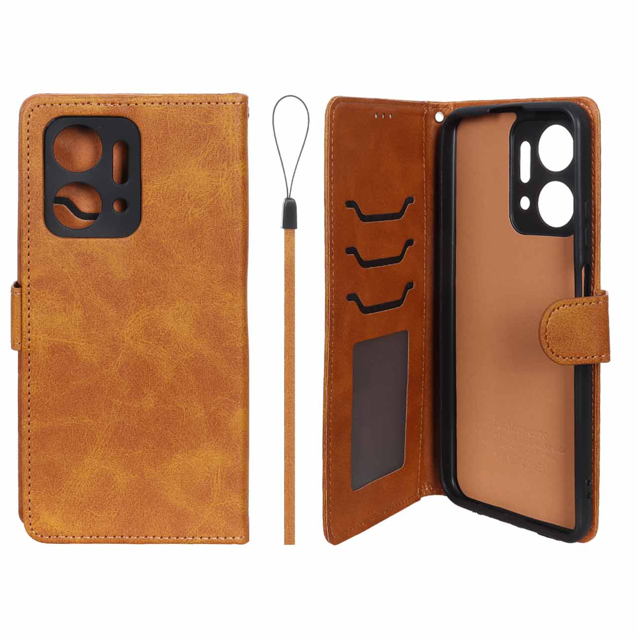 کیف موبایل مگنتی درجه یک داخل خز MNC Plus مدل Honor X7a - عسلی