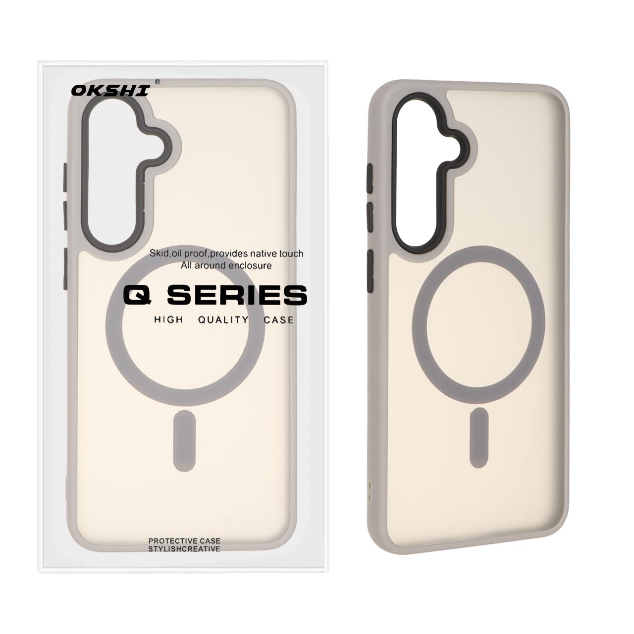 قاب اورجینال Magic Mask مات Magsafe بلک لنز Samsung Galaxy S24 FE - خاکستری (پک دار)