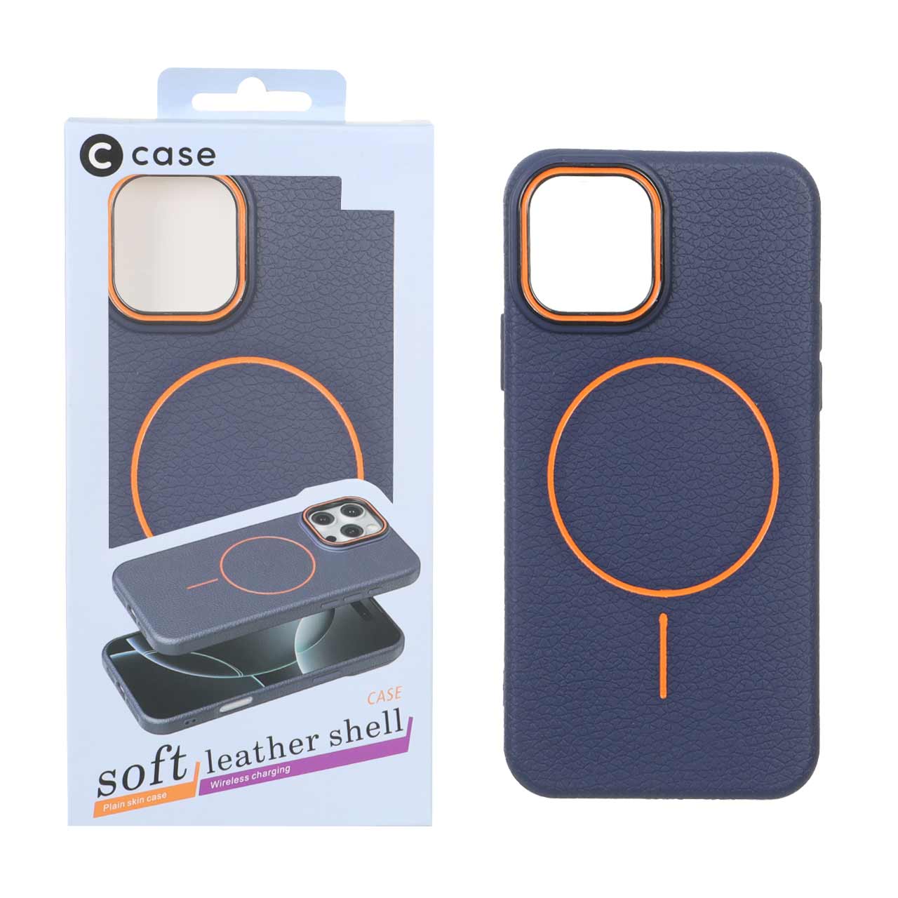 قاب اورجینال C Case طرح چرم MagSafe مدل Apple iPhone 11 Pro - سرمه ای (پک دار)