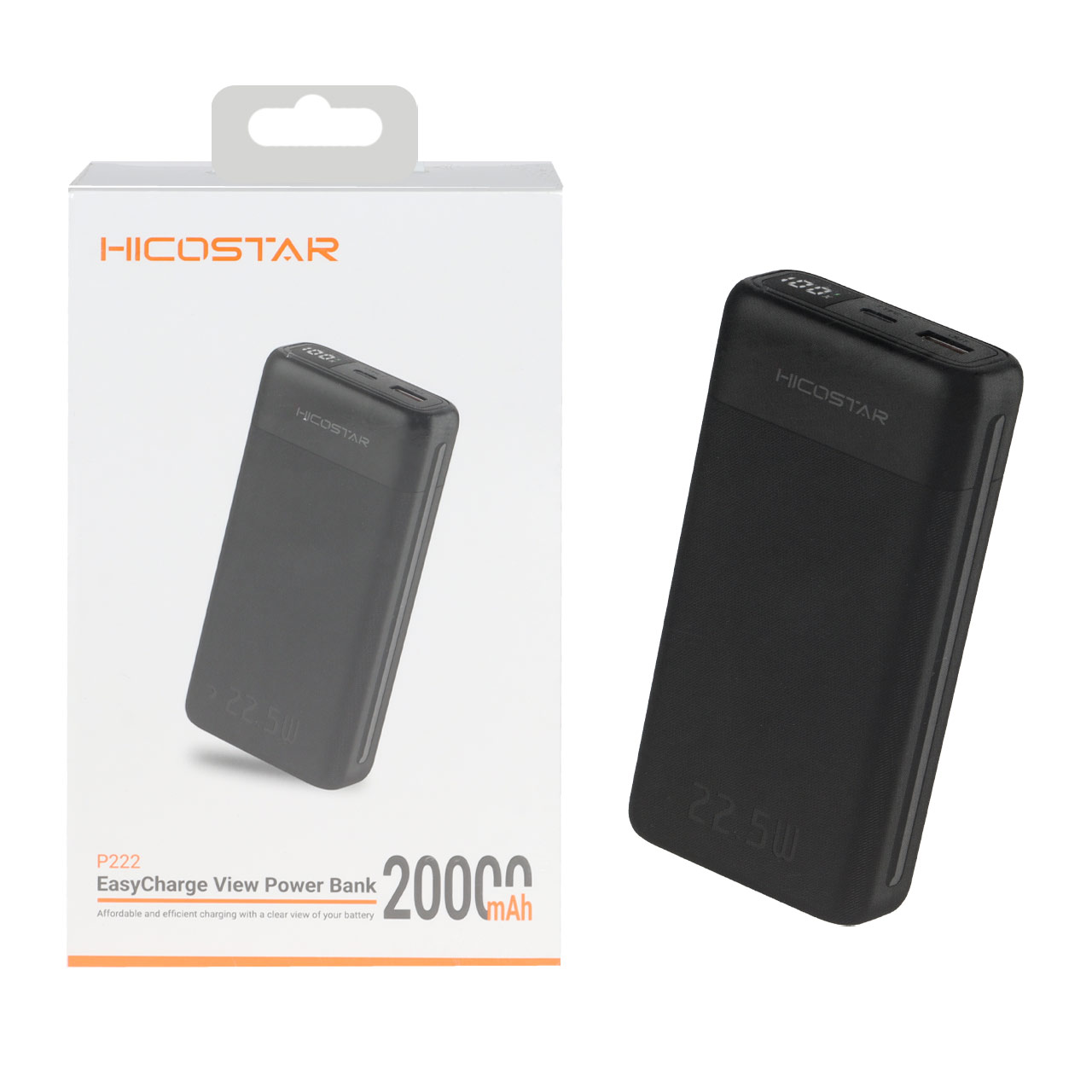 پاوربانک PD و فست شارژ Hicostar 22.5W 20000mAh مدل P222 - مشکی