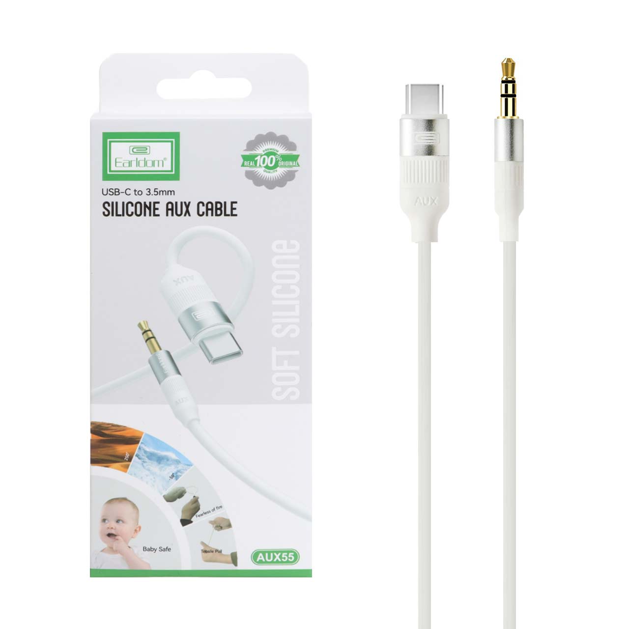 تبدیل Earldom AUX TO Type-C مدل AUX55 - سفید