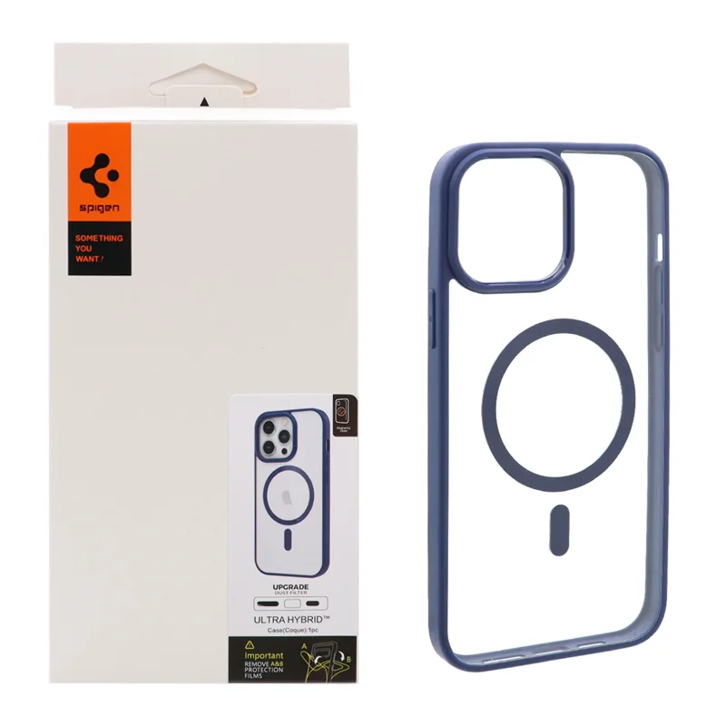 قاب اورجینال Magsafe Spigen با توری اسپیکر فلزی Apple iPhone 13 Pro Max - سرمه ای (پک دار)