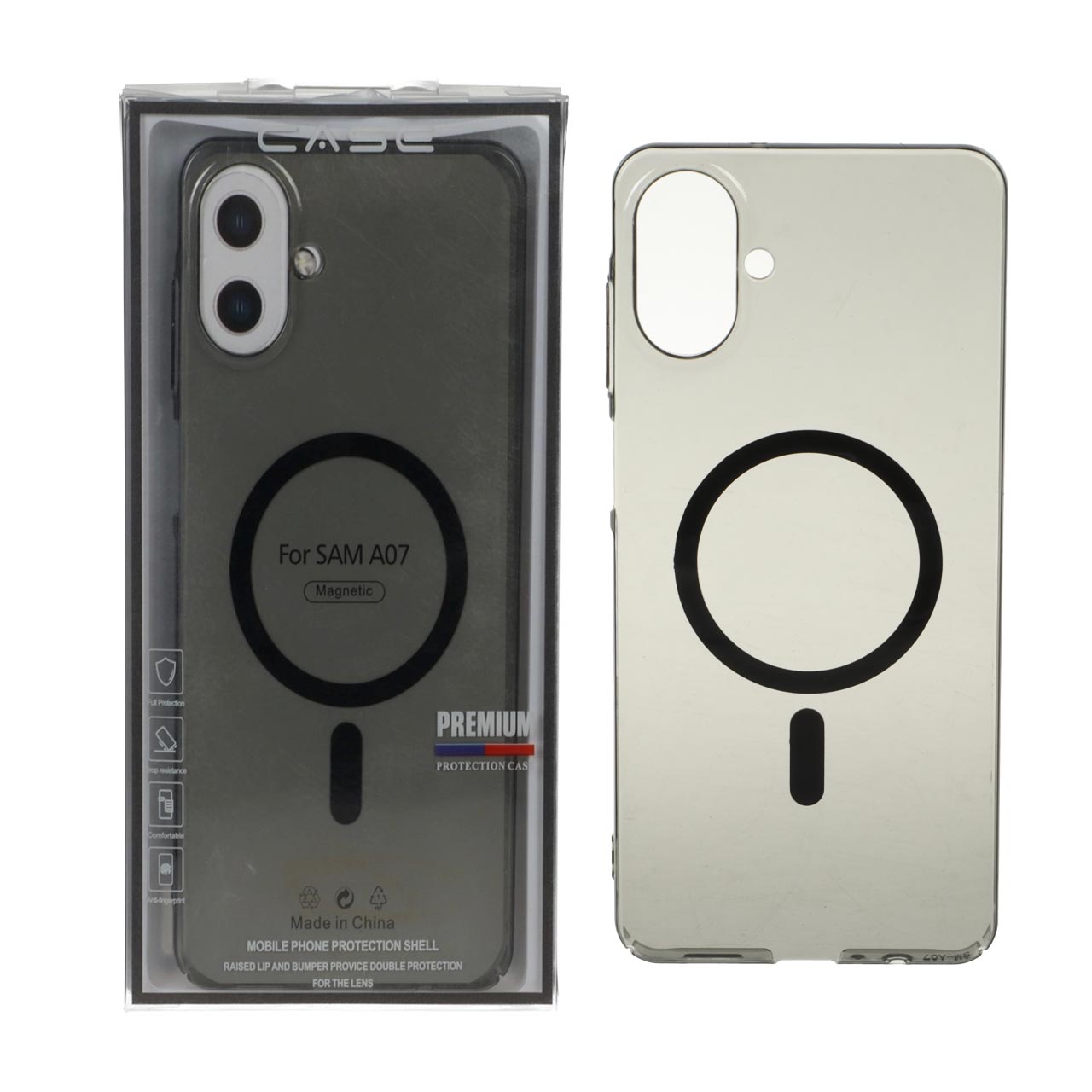 قاب اورجینال کریستالی MagSafe شفاف Premium مدل Samsung Galaxy A07 - دودی (پک دار)